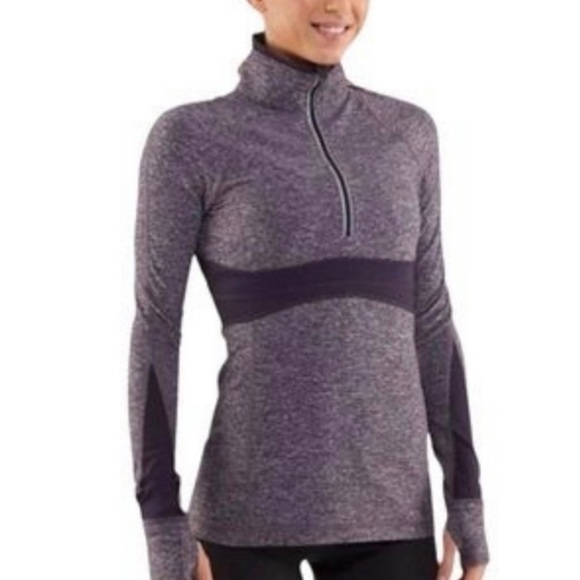Sz4 Lululemon Full Tilt Half Zip Pullover in Purple Heathered Black Swan EUC - Picture 1 of 9